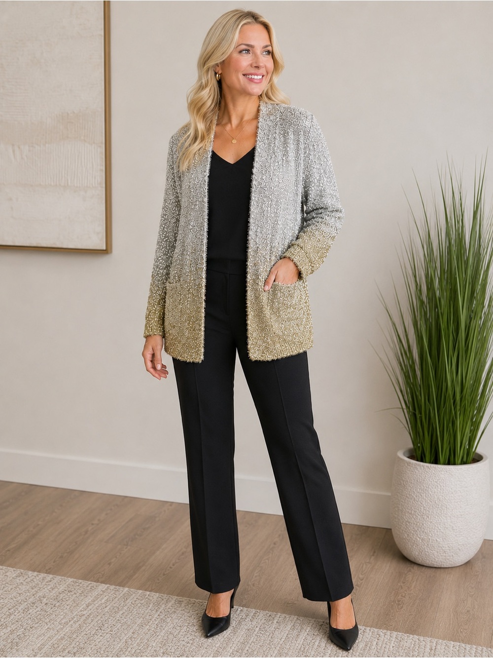 I.N.C. International Concepts Ombre Metallic Cardigan